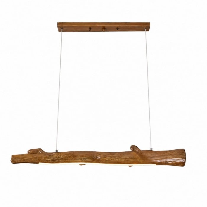 Lampada a sospensione lineare a forma di ramo in resina color legno HL4104