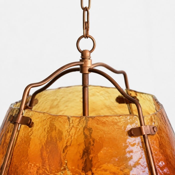Pendelleuchte aus bernsteinfarbenem Glas HL3737