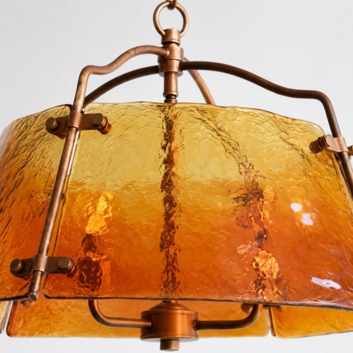 Pendelleuchte aus bernsteinfarbenem Glas HL3737