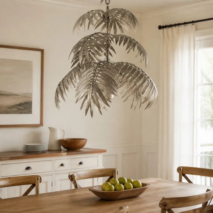 Lámpara colgante estilo campestre americano con diseño de hojas de palma HL3649