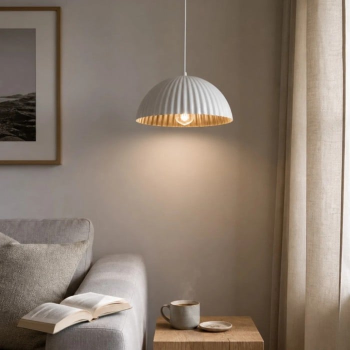Amerikaanse hanglamp van geribbeld metaal HL3722