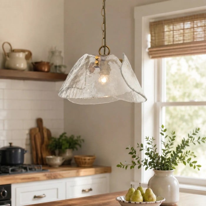 Amerikaanse vintage messing glazen hanglamp HL3715