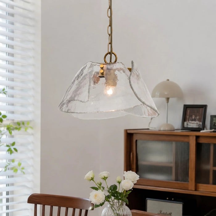 Amerikaanse vintage messing glazen hanglamp HL3715