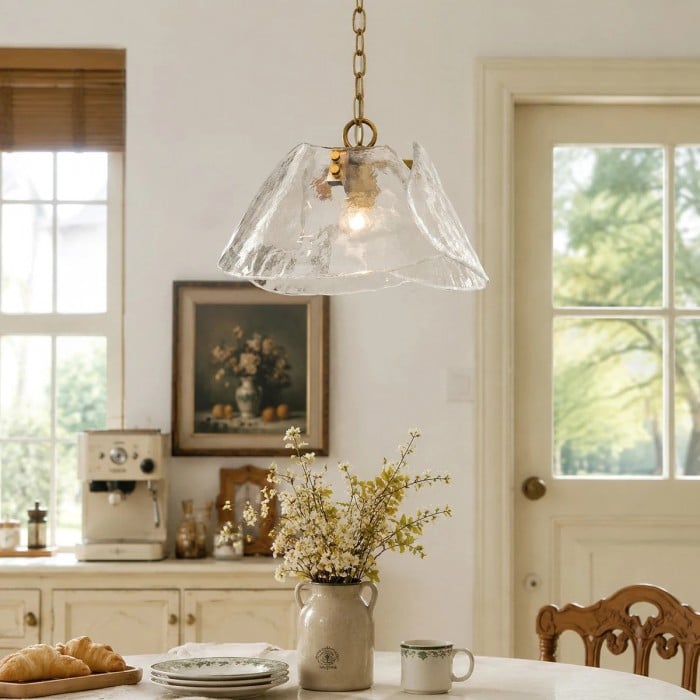 Amerikaanse vintage messing glazen hanglamp HL3715
