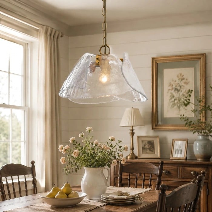 Amerikaanse vintage messing glazen hanglamp HL3715