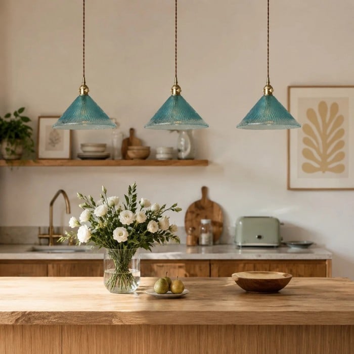Amerikaanse vintage handgemaakte glazen hanglamp HL3648