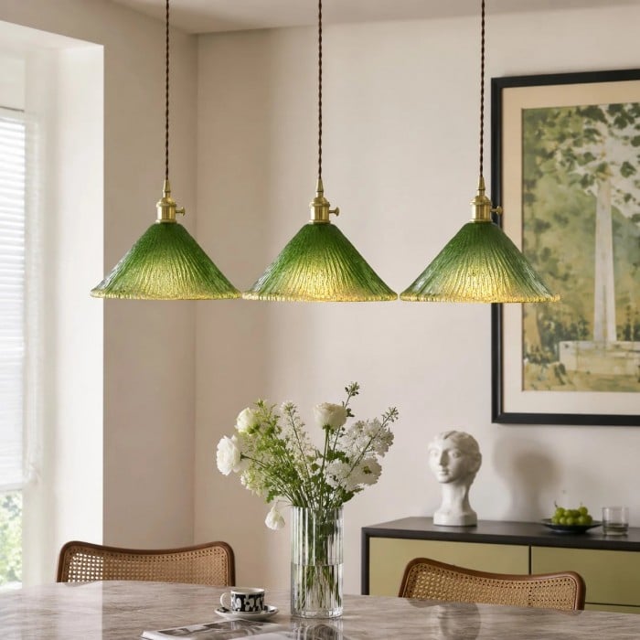 Amerikaanse vintage handgemaakte glazen hanglamp HL3648