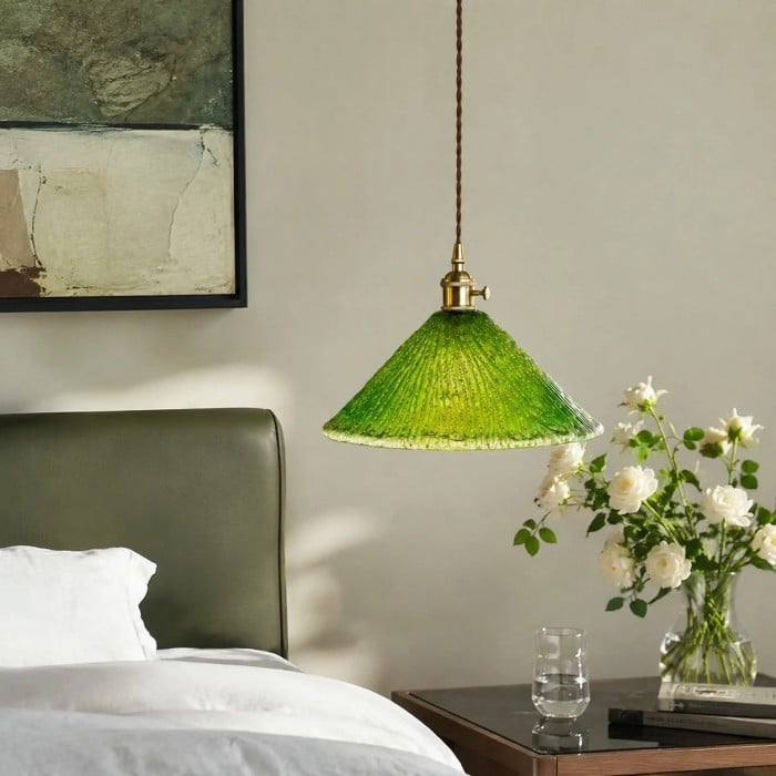 Amerikaanse vintage handgemaakte glazen hanglamp HL3648