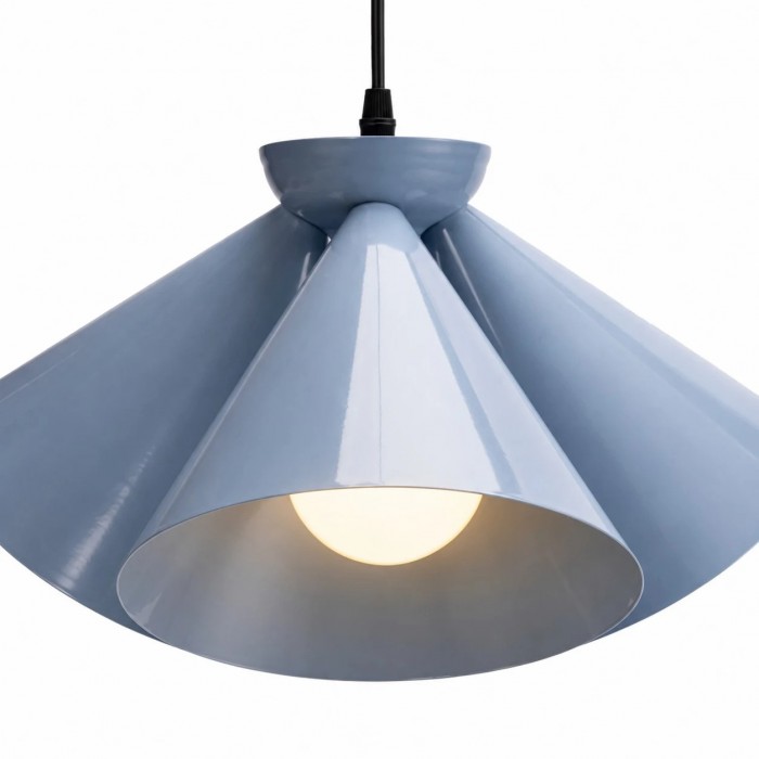 Bauhaus blauwe metalen hanglamp HL3680