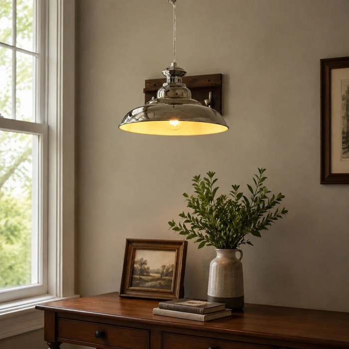 Bauhaus chromen koepel hanglamp met korte en lange uitvoering HL3881