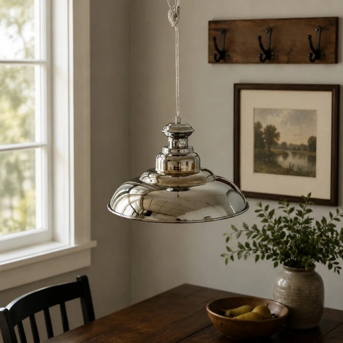 Bauhaus chromen koepel hanglamp met korte en lange uitvoering HL3881