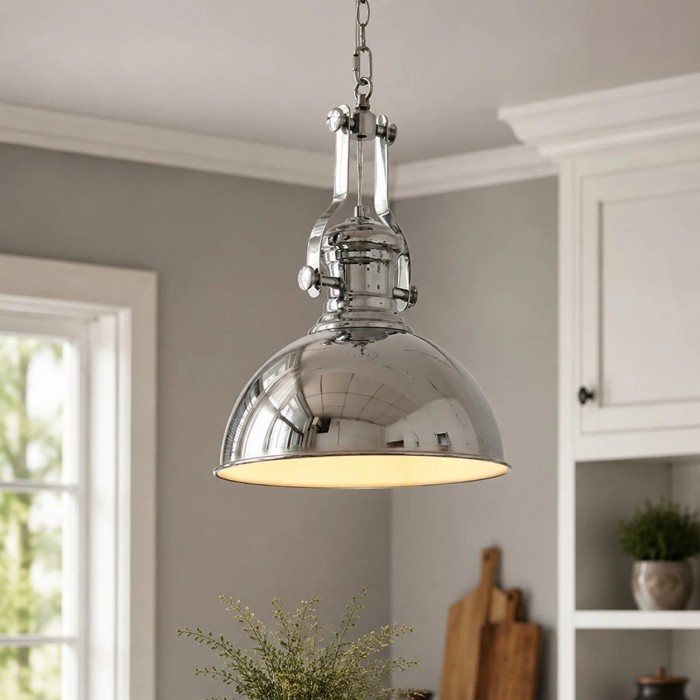 Bauhaus chromen koepel hanglamp met korte en lange uitvoering HL3881