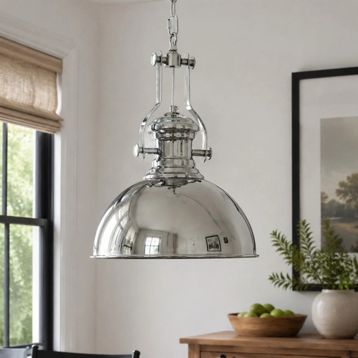Bauhaus chromen koepel hanglamp met korte en lange uitvoering HL3881