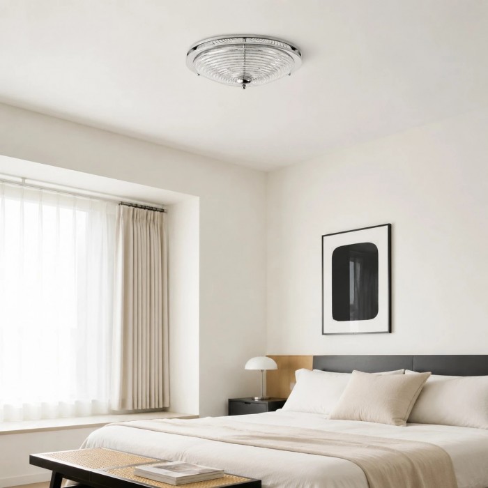 Bauhaus plafondlamp van gegolfd glas HL3716