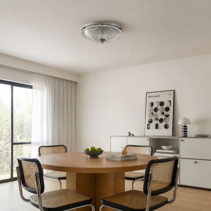 Bauhaus plafondlamp van gegolfd glas HL3716