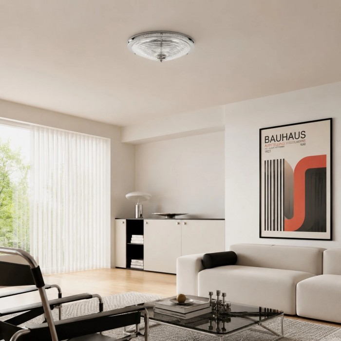 Bauhaus plafondlamp van gegolfd glas HL3716