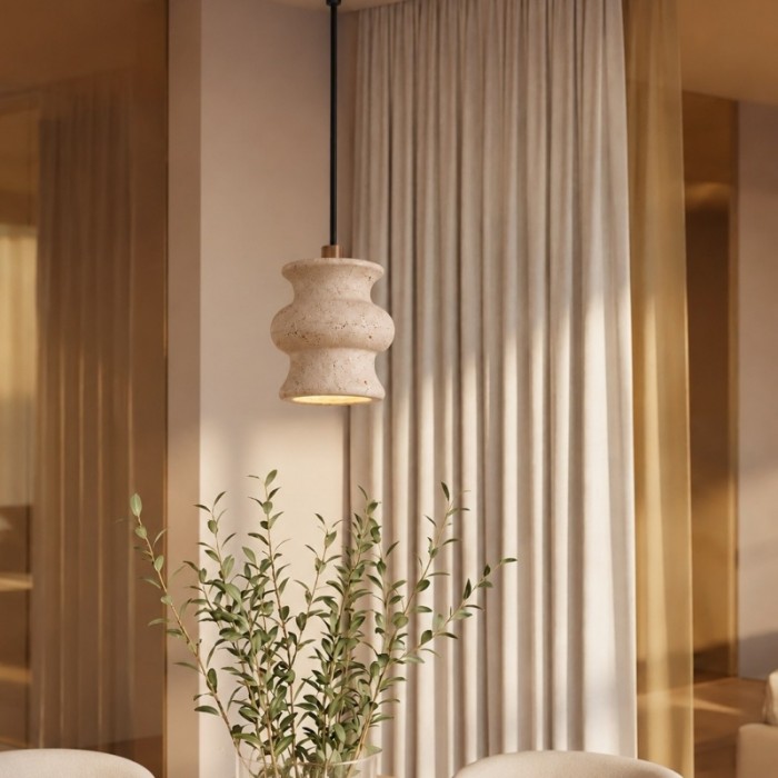 Beige travertin Wabi-Sabi hanglamp HL3636