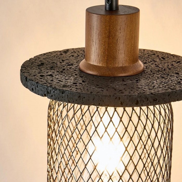 Hanglamp met zwart travertijngaas HL3836