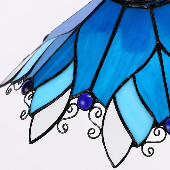 Blauw gebrandschilderd glazen plafondlamp met halfverzonken montage HL3640