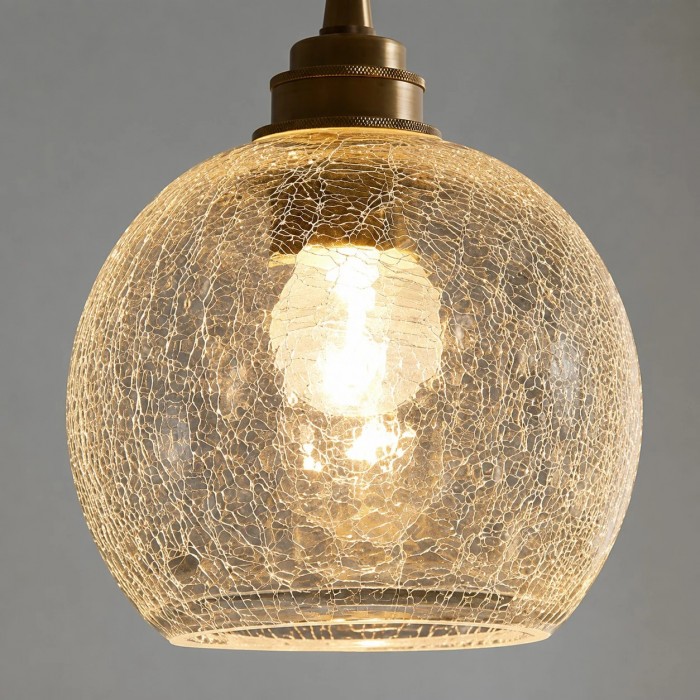 Hanglamp van messing met craqueléglas HL3885