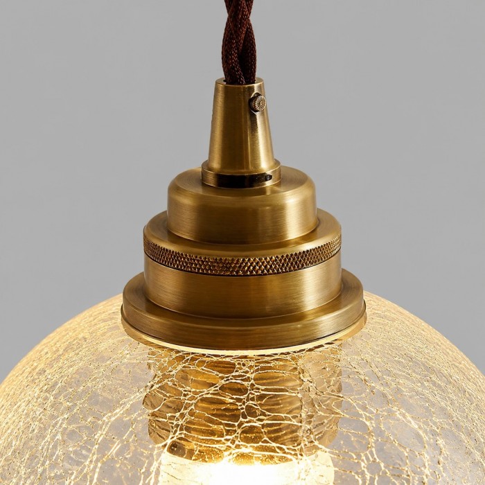 Hanglamp van messing met craqueléglas HL3885