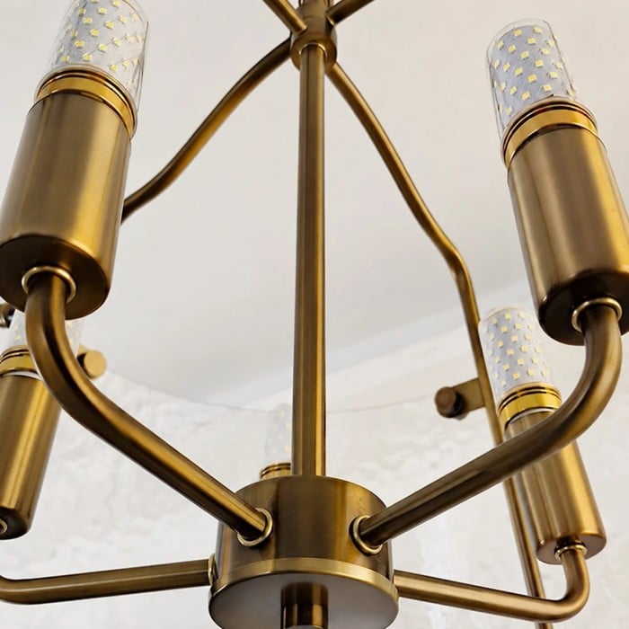 Kronleuchter aus Messing und strukturiertem Glas HL3849