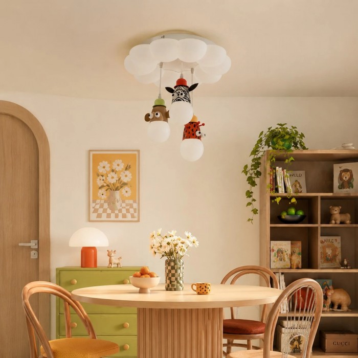 Plafondlamp met cartoon dierenmotief - Minimalistische wolk plafondlamp voor de kinderkamer HL3793