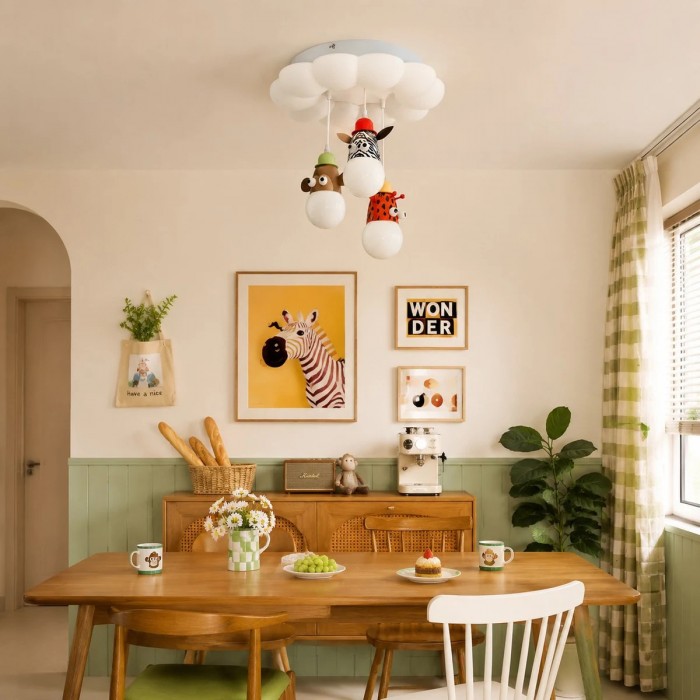 Plafondlamp met cartoon dierenmotief - Minimalistische wolk plafondlamp voor de kinderkamer HL3793