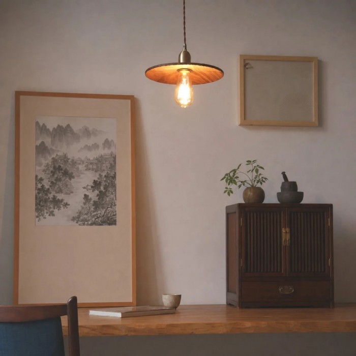 Hanglamp HL3673 van massief hout met houtsnijwerk