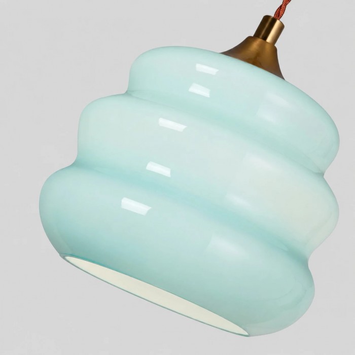 Celeste blauwe hanglamp met geribbeld glas HL3754
