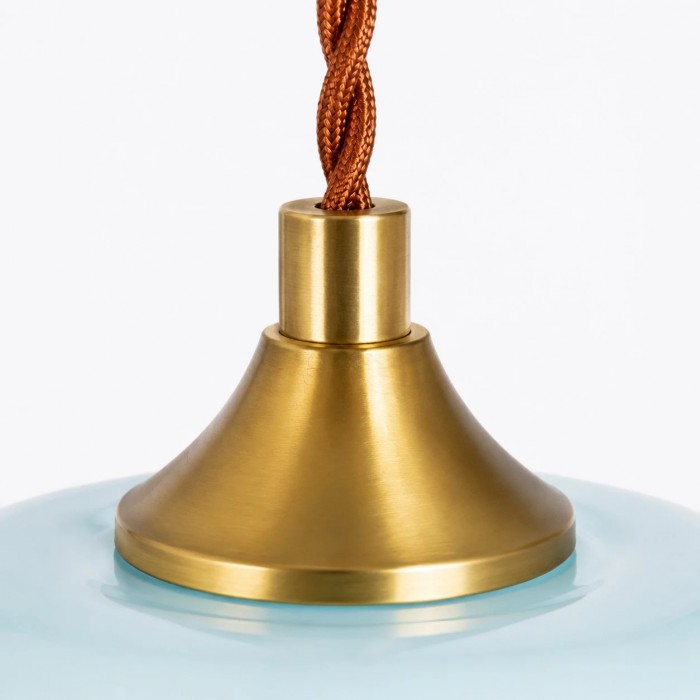 Celeste blauwe hanglamp met geribbeld glas HL3754