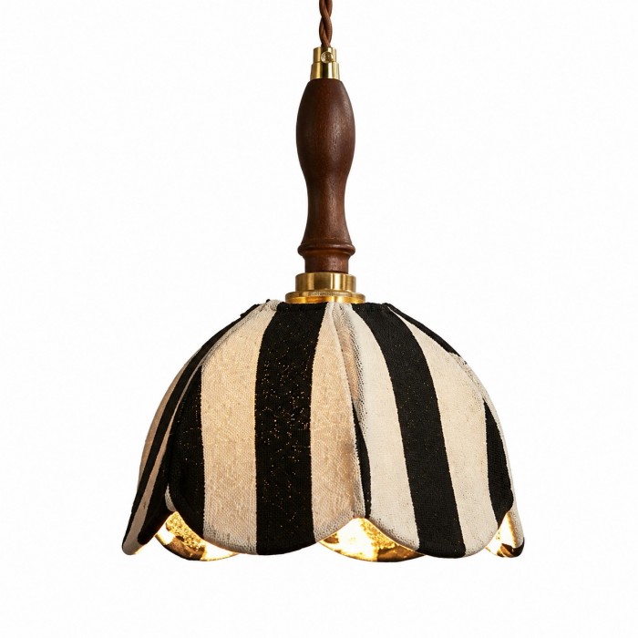 Hanglamp van gestreepte stof in Chinoiserie-stijl HL3688
