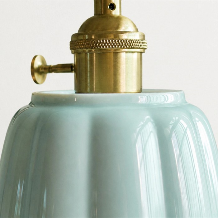 Cienax hanglamp met bloemvormige keramische kap - messing accentlamp voor keuken en nachtkastje HL3613