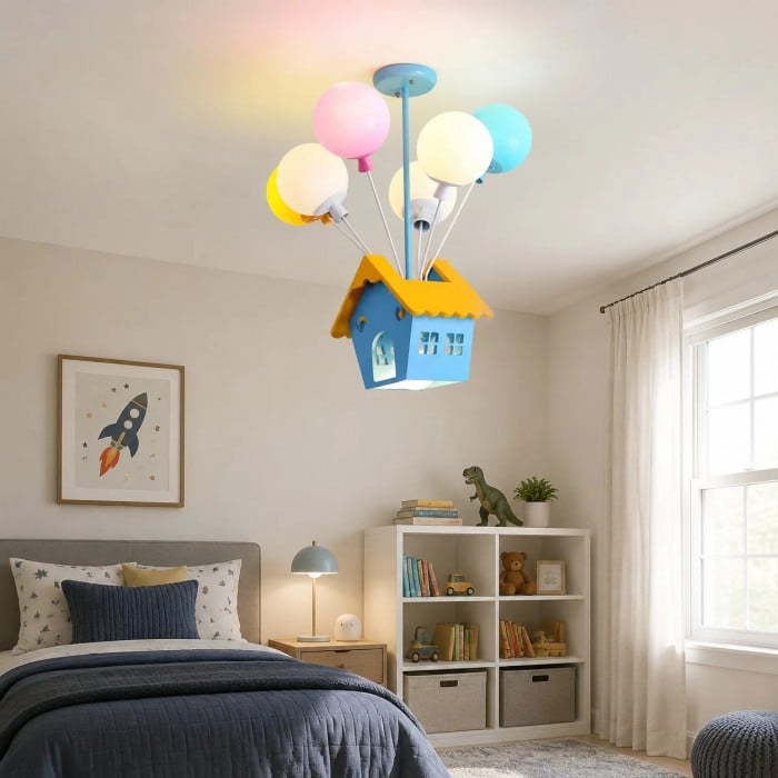 Suspension lumineuse LED colorée en forme de maison de ballons pour chambres d'enfants HL3738