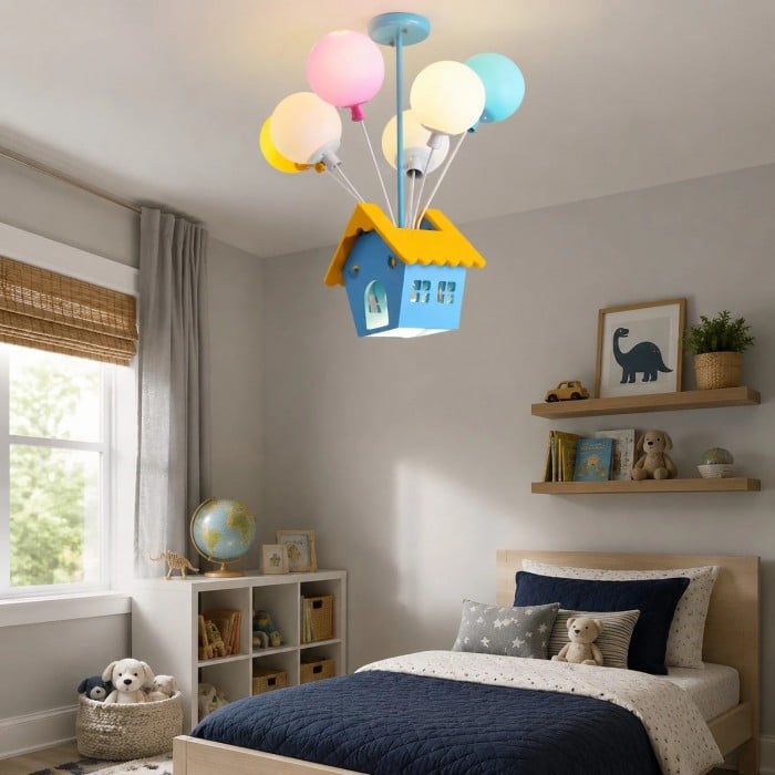 Suspension lumineuse LED colorée en forme de maison de ballons pour chambres d'enfants HL3738