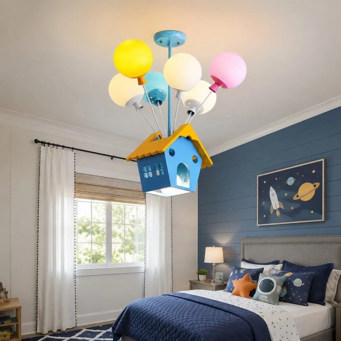 Suspension lumineuse LED colorée en forme de maison de ballons pour chambres d'enfants HL3738