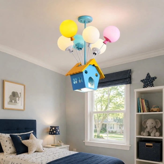 Suspension lumineuse LED colorée en forme de maison de ballons pour chambres d'enfants HL3738