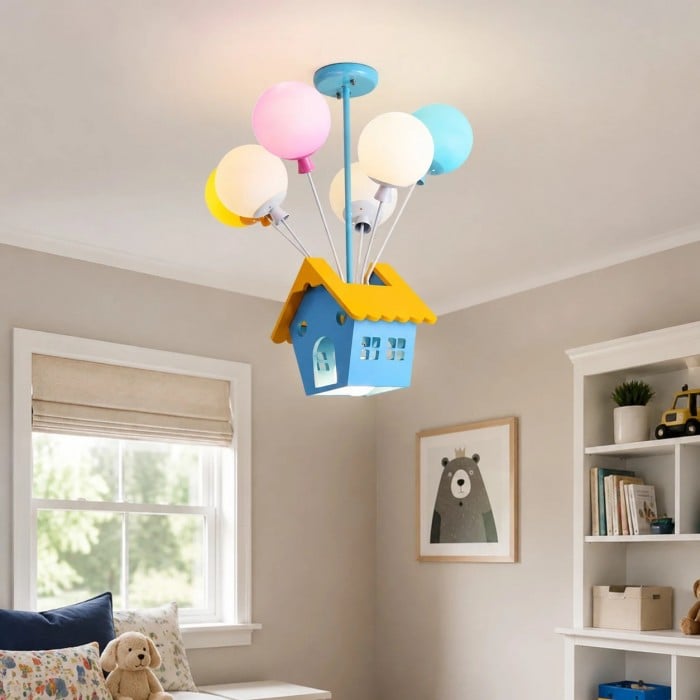 Suspension lumineuse LED colorée en forme de maison de ballons pour chambres d'enfants HL3738