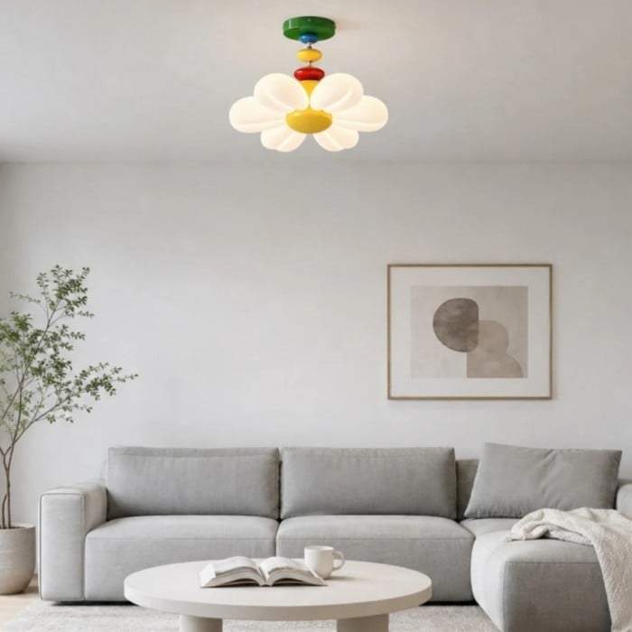 Kleurrijke Memphis bloem plafond- en hanglamp voor kinderkamer HL3727