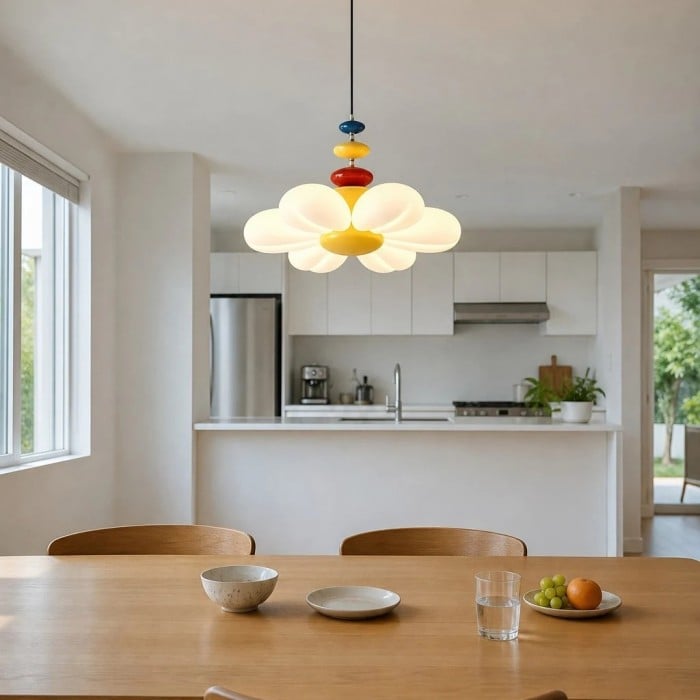 Kleurrijke Memphis bloem plafond- en hanglamp voor kinderkamer HL3727