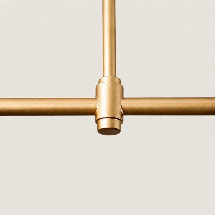 Dumora Linear-Kronleuchter mit Stoffschirmen in Trommelform und schlankem Metallrahmen – Moderne Esszimmerleuchte HL3894