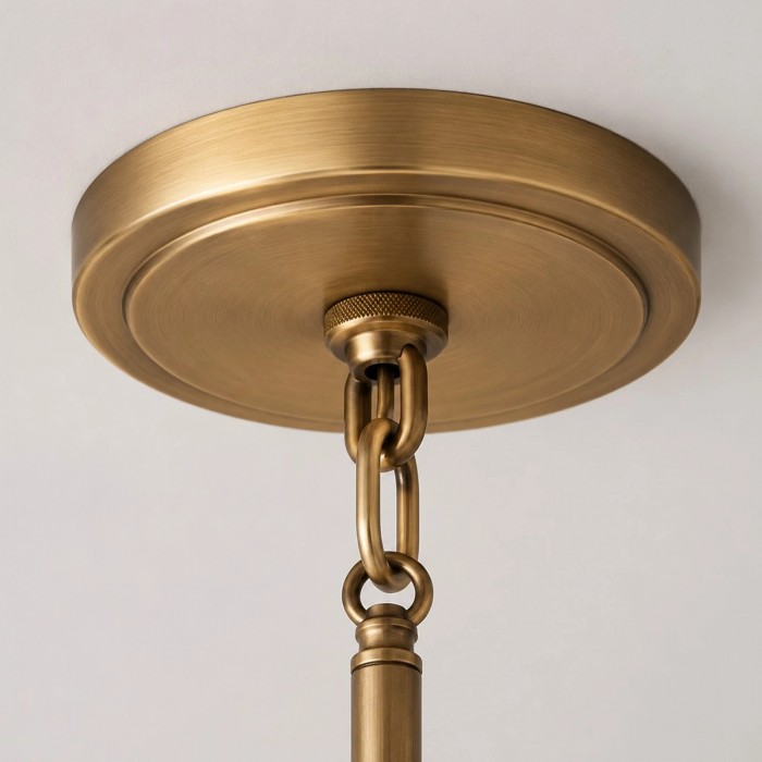 Dumora kroonluchter met geplooide stoffen kap en antiek messing frame - Klassieke hanglamp voor de woonkamer HL3927