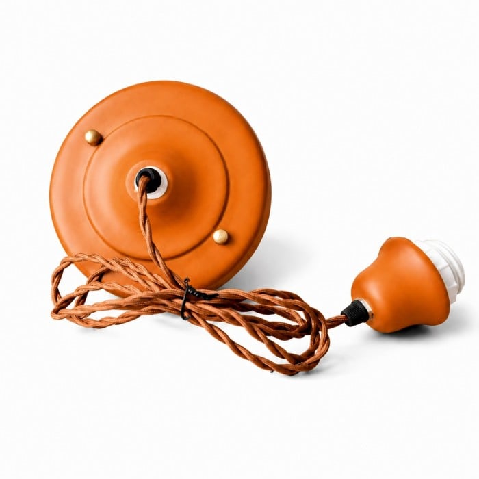 Hanglamp met vintage stoffen kap en dakrandafwerking HL3795
