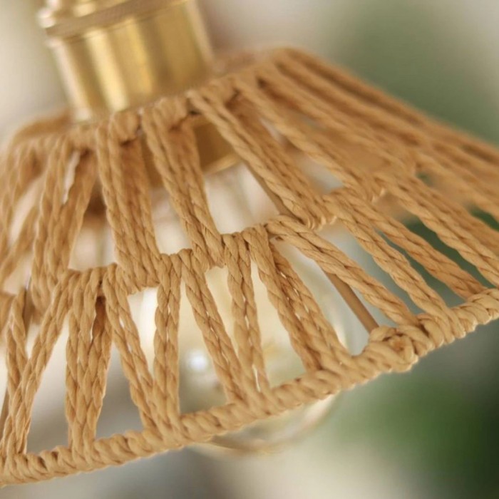Hanglamp in landelijke stijl van walnoothout en rotan voor woonkamer en keukeneiland HL3729