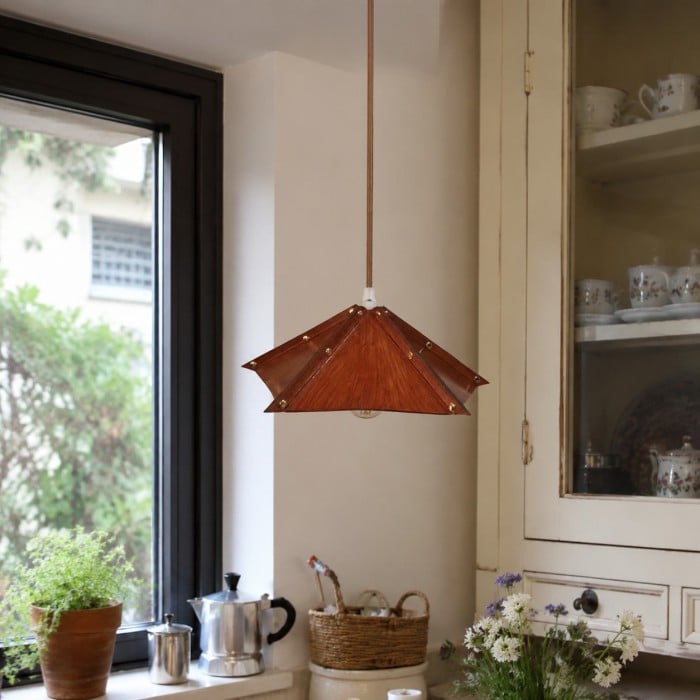 Hanglamp van gevouwen leer HL3825