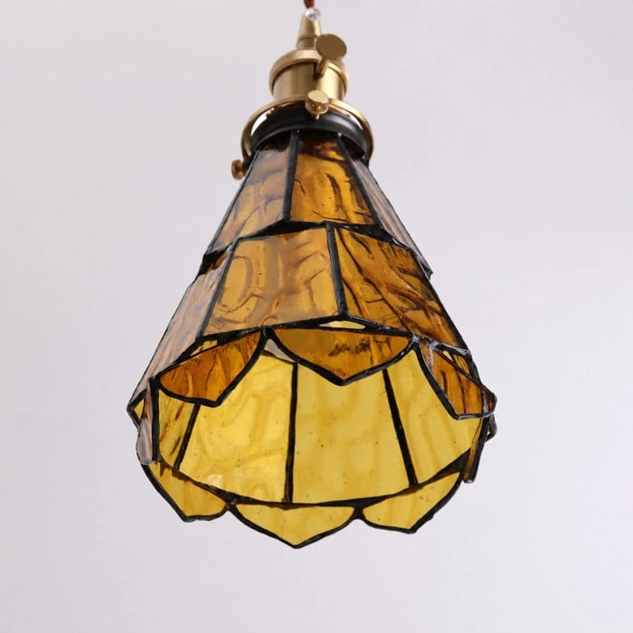 Franse landelijke lamp met golvend glas en messing afwerking HL4022