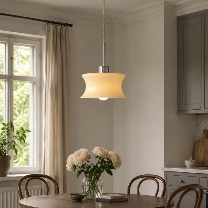 Francuska lampa wisząca w stylu retro ze szkła do sypialni i wyspy kuchennej HL3822