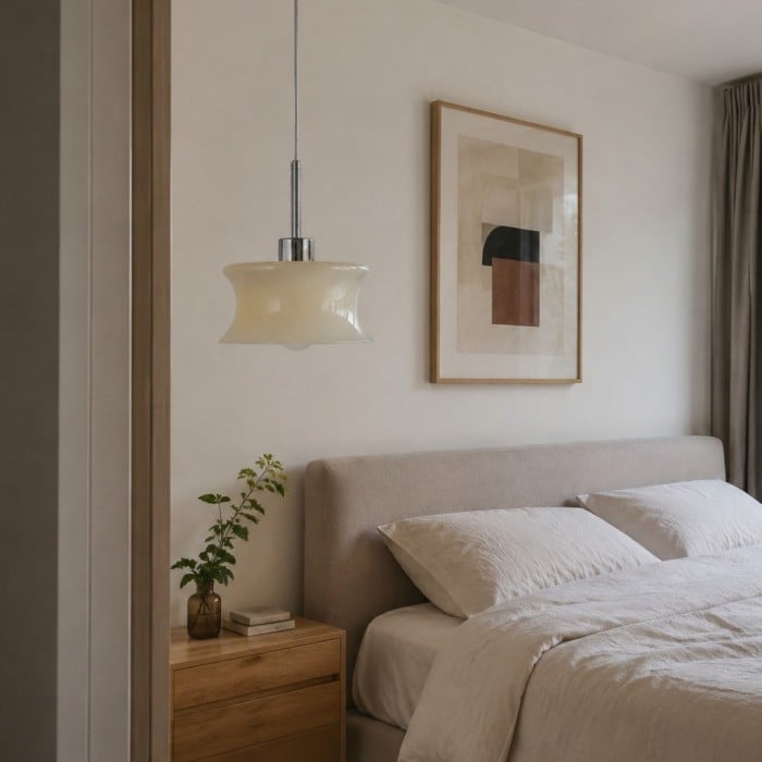 Francuska lampa wisząca w stylu retro ze szkła do sypialni i wyspy kuchennej HL3822
