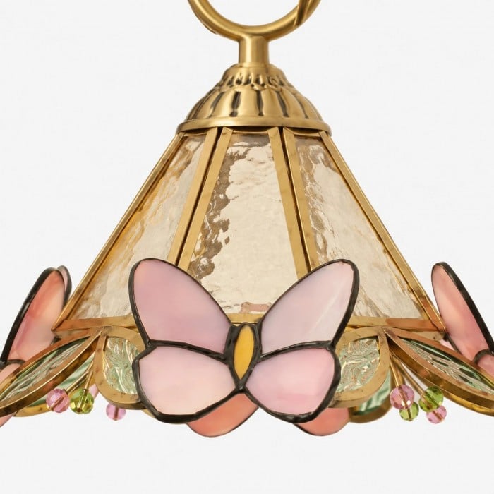 Francuska lampa wisząca w stylu vintage z motylem i miedzią HL3824