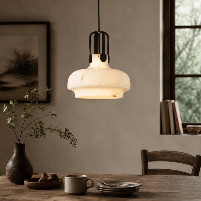 Francuska lampa wisząca w stylu vintage z imitacji marmuru HL4019